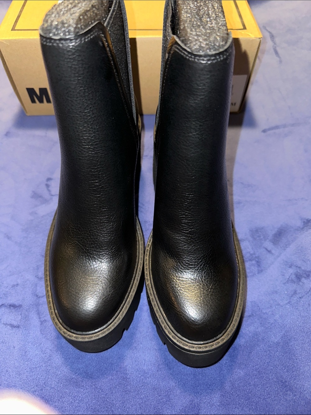 MIA Black Chunky Lug Chelsea Booties - Picture 5 of 8